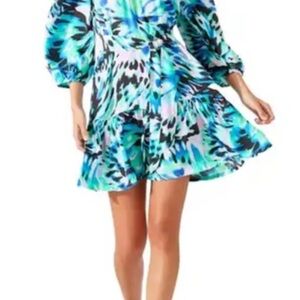 Tommy Bahama Vibrant Blue and Green One Shoulder Dress